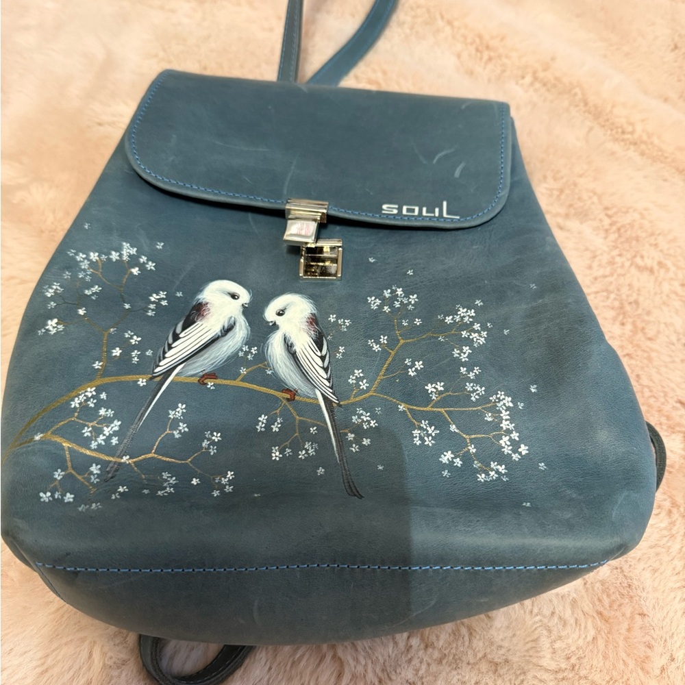 Source Unknown Blue Backpack Casual Style With Ma… - image 1